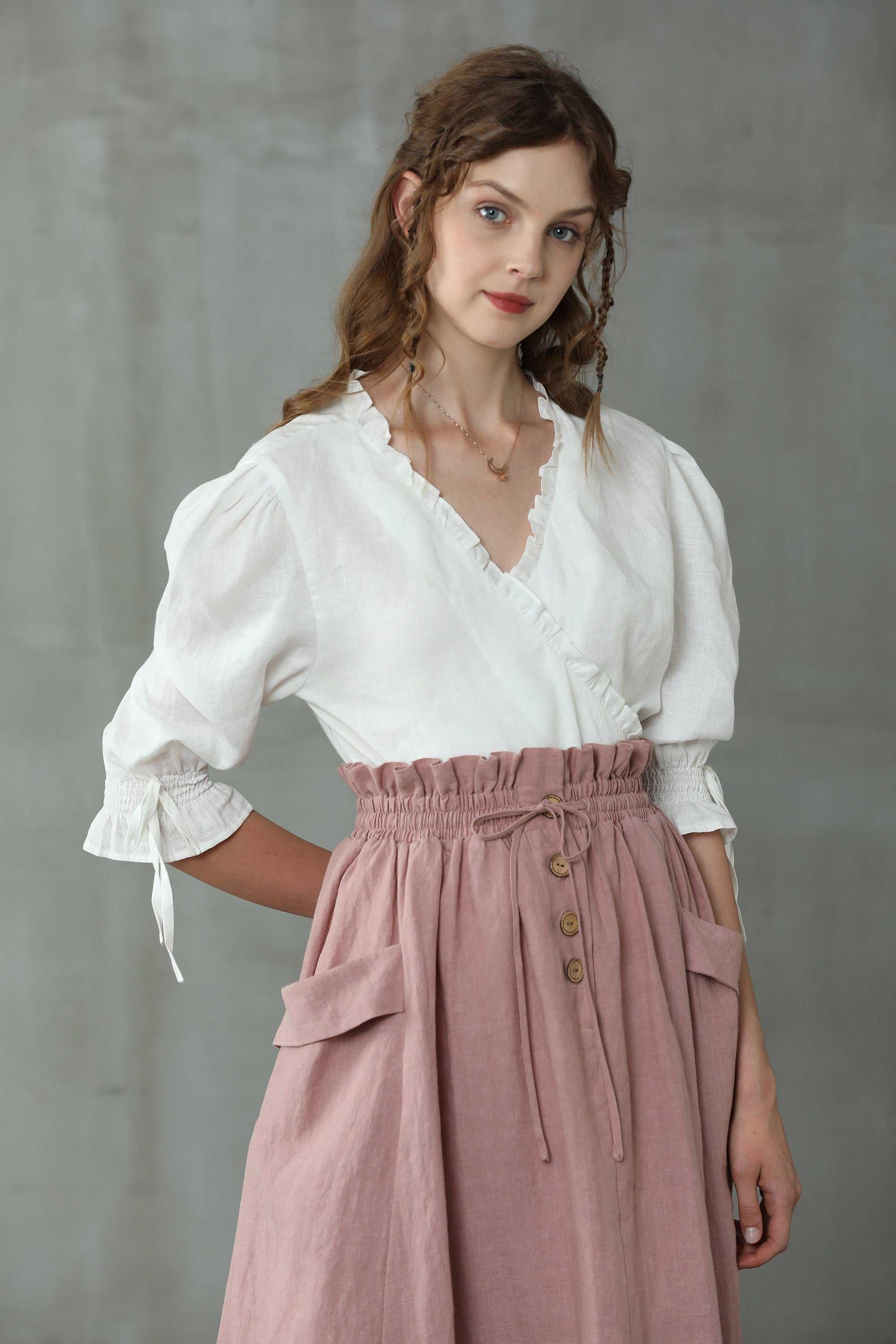 Linennaive, Musk 30 | Tie-waist linen pocket skirt