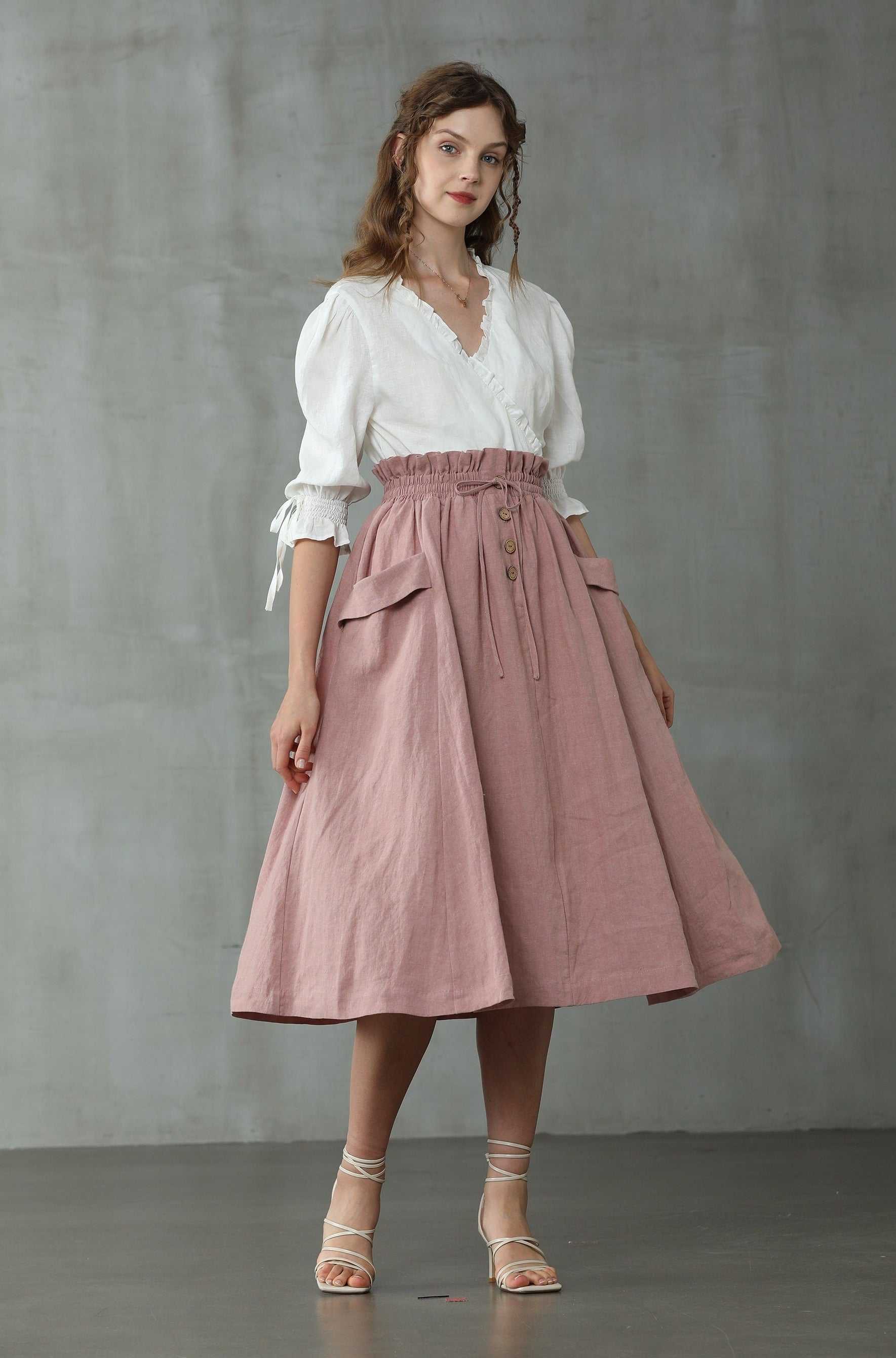 Linennaive, Musk 30 | Tie-waist linen pocket skirt