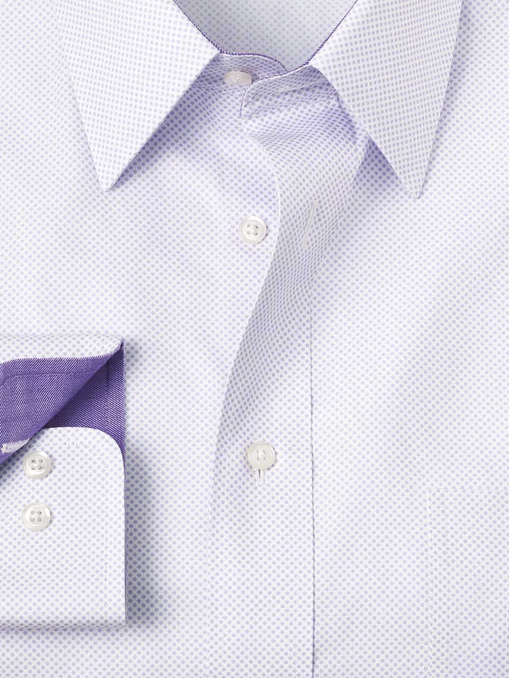 Paul Fredrick, Non-iron Cotton Circle Print Dress Shirt With Contrast Trim