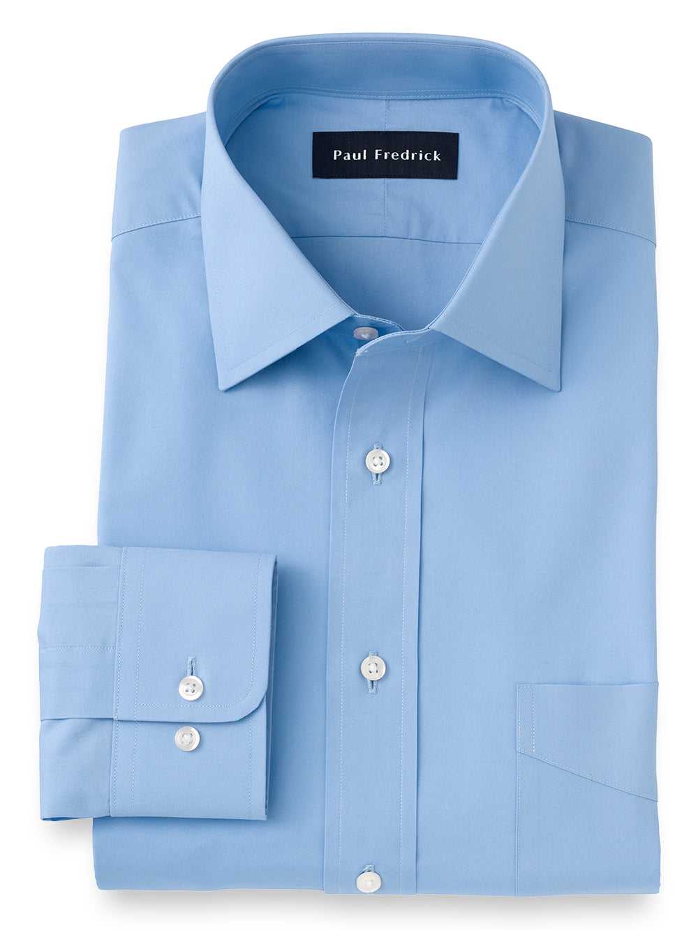 Paul Fredrick, Pure Cotton Broadcloth Solid Color Spread Collar Dress Shirt | Clearance