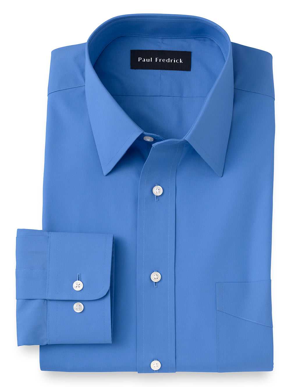 Paul Fredrick, Pure Cotton Broadcloth Solid Color Straight Collar Dress Shirt | Clearance