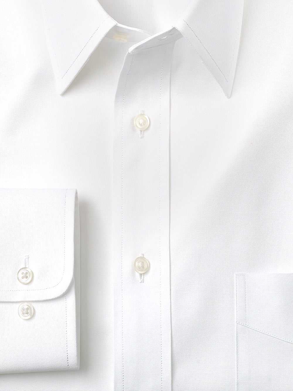 Paul Fredrick, Pure Cotton Pinpoint Solid Color Straight Collar Dress Shirt | Clearance