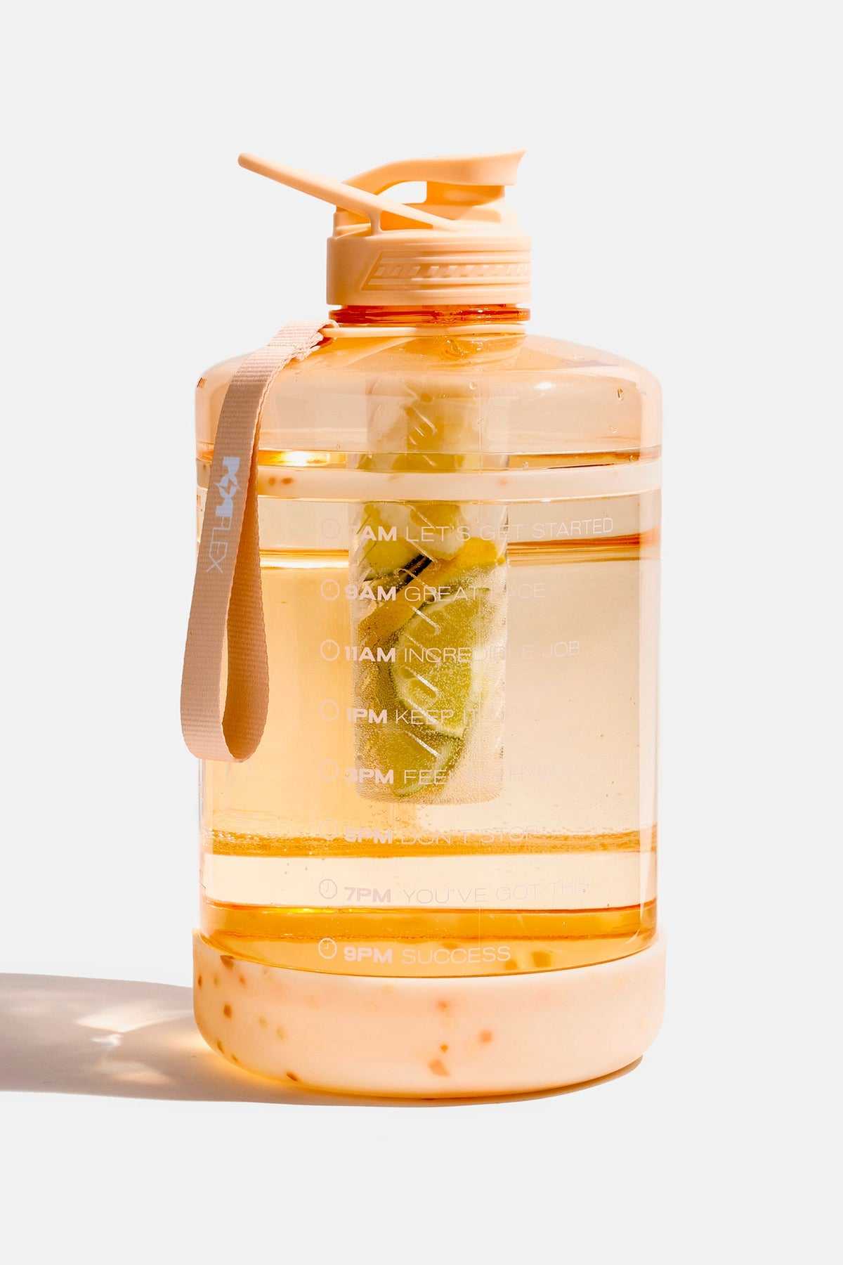 POPFLEX®, Ready Set Glow Gallon Timer Bottle with Fruit Infuser - Peach Terrazzo