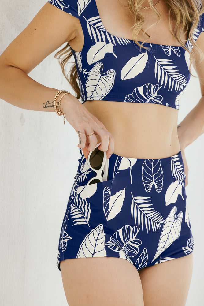 POPFLEX®, Sand Dollar Surf Shorts with Pockets - Blue Palm