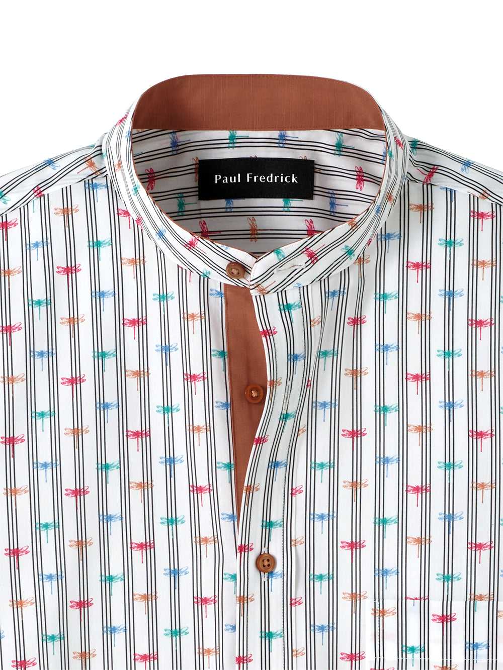 Paul Fredrick, Slim Fit Cotton Stripe Print Casual Shirt With Contrast Trim