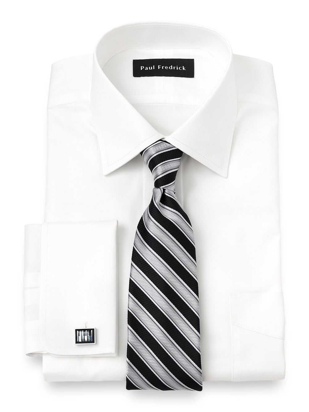 Paul Fredrick, Superfine Egyptian Cotton Solid Color Spread Collar French Cuff Dress Shirt | Clearance